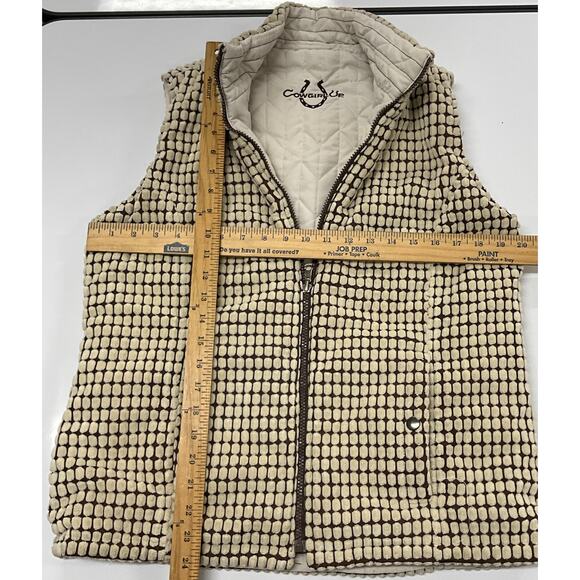 Cowgirl Up Reversible Women's  Size L Vest Full Zip Pockets Ivory and Brown - Picture 8 of 10